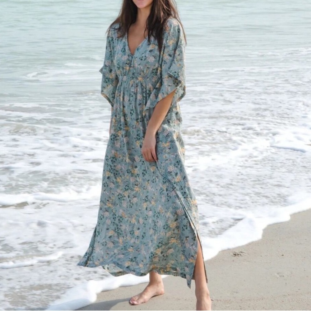 NATURAL LIFE Floral Blue Kaftan